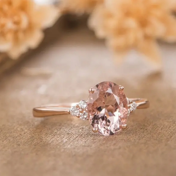 NEW 18k Goldplated & Lab Grown Pink Diamond Rose Gold Ring - Picture 4 of 4